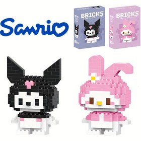 Resim 2 Adet Sanrio Kuromi & My Melody Temalı Siyah ve Pembe Yapı Blokları - DIY Kreatif Birleşim için Zarif Çizgi Film Mini Tuğlalar, El Sanat Malzemeleri Oda Dekoru ya da Hediye Doğum Günü Partisi Model Montaj Hayvan olarak Mükemmel, Şirin Tasarım, Hassas Uyum, İyi Kalite Malzeme, Craft Kit, el sanatları ürünler 