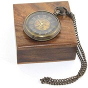 Resim Store Ahşap Kutulu Pirinç Köstekli Saat 7*5 Cm 