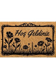 Resim Home Hoşgeldiniz Kelebek Dekoratif Çok Amaçlı Iç Ve Dış Kapı Paspası Bej 