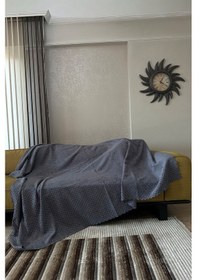 Resim Sofline Kadife Şönil Koltuk Örtüsü, Kaymaz Kanepe Örtüsü, Koltuk Şalı 180 X 220cm Antrasit 