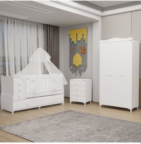 Resim Garaj Home Melina Yıldız 3 Kapaklı Bebek Odası Uyku Seti - Beyaz Beyaz 