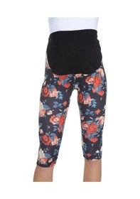 Resim Luvmabelly Maternity 8018 - Pamuklu Göbek Destekli Çiçekli Kapri Hamile Tayt-çok Renkli 