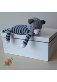 Resim Amigurumi Oyuncak Uykuyan Kedi 30cm 
