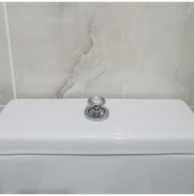 Resim Gümüş Renk Kristal Taşlı Klozet Basma Buton Düğmesi Kulp, Kalp Klozet Kapağı Kulbu Sifon Tuşu 