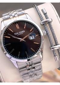 Resim Tom Jones Bileklik Hediyeli Çelik Kordon 3 Atm Suya Dayanıklı 2 Yıl Garantili Erkek Kol Saati 10088.2 Gümüş 