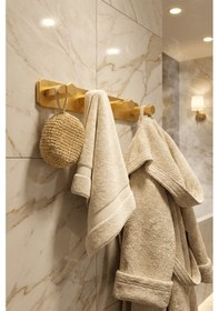 Resim 4'lü Premium Gold Alüminyum Banyo Mutfak Havlu Bornoz Askısı Yapışkanlı Altın 