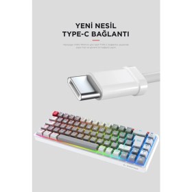 Resim Rampage YORU MINI Siyah-Gri Type-C Bağlantılı OUTEMU Red Swich Q Mekanik Gaming Oyuncu Klavye RGB 