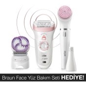 Resim Braun Silk-épil 9 9975 Güzellik Seti SensoSmart Kablosuz Islak-Kuru Kullanım 8 Ek Parçalı Epilatör 