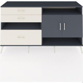 Resim Hyperion Konsol 4 Raflı 3 Çekmeceli 2 Kapaklı 176x44x99 Antrasit- Antrasit-antrasit/aytaşı 