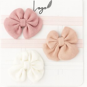Resim LOGO AKSESUAR Kız Bebek Bandana Pamuk Müslin Fiyonk 3'lü Set 0-24 Ay 