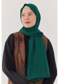 Resim Mirsoy Scarf Çizgi Desen Pamuk Jakar Şal - Petrol Petrol 