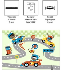 Resim FABBHOME Dijital Baskı Kaymaz Taban Makinede Yıkanabilir Çocuk Odası Halısı Bebek Odası Halısı 