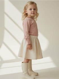 Resim Zekids Kız Çocuk Uzun Kollu Fiyonk Detaylı Bluz-16936 Pudra 