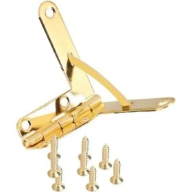 Resim Sarı Takı Kutusu Menteşesi - Saat Kutusu Menteşesi - Şarap Kutusu Menteşesi - Otomatik Kapanan Yaylı Menteşe -10LU 