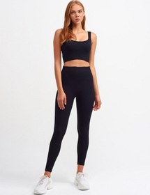 Resim Trendy Butik Kadın Siyahyüksek Bel Fitilli Taytsiyahxs/S Siyah 