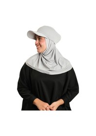 Resim Hürrem Bone Gri Pratik Hazır Geçmeli Şapkalı Tesettür Eşarp Viskon Düz 2513 15 gri 