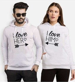 Resim Tshirthane Love Her Love Him Sevgili Kombinleri Kapüşonlu Kombi 