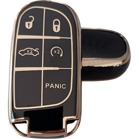 Resim Jeep Compass Renegade Dodge Chrysler Uyumlu Smart Kumanda Kılıfı Gold Siyah 