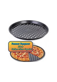 Resim 23 Cm Delikli Teflon Pizza Tepsisi Yanmaz Yapışmaz Fırın Kabı Fırın Tepsisi Siyah 