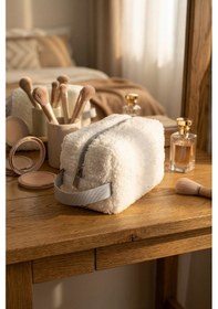 Resim Fluffy Fermuarlı Düzenleyici Organizer Çanta Gri 