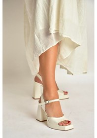 Resim Fox Shoes Y246055009 Sedef Kalın Platform Topuklu Abiye Ayakkabı SEDEF 