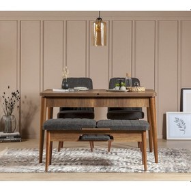 Resim Palermo Benchli Yemek Masası Takımı Ceviz Antrasit 