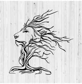 Resim Hayvan Figürlü Tablo Aslan Ağacı Tasarımı Lazer Kesim Metal Tablo 