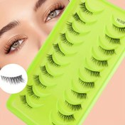 Resim SHIDISHAGNPIN Kedi Gözü Yarım Kirpikler 10 Çift Günlük Makyaj İçin Doğal Tüylü Sahte Kirpikler 