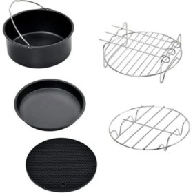 Resim Sweet Rui Yui / Xiaomi / Philips / Kumtel Uyumlu 5'li Air Fryer Aksesuar Seti (Çap 20cm) - Siyah (Yurt Dışından) 