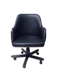 Resim Ofis Koltuğu Çalışma Sandalyesi Ahşap Ayaklı Siyah Renkli Suni De 