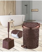 Resim Gülmüş home Sarmaşık 3'lü Kahverengi Banyo Seti (7 Lt Çöp Kovası+tuvalet Fırçası+tuvalet Kağıtlığı) 