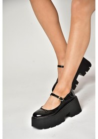 Resim Fox Shoes U272906708 Siyah Rugan Dolgu Tabanlı Kadın Ayakkabı Siyah-rugan 