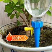 Resim 40 adet (40 Mavi ve Yeşil Karışık + 40 Aksesuar) Otomatik Sulama Cihazı Tembel Su Sihiri Kendi-Sprey Nozulu Ayarlanabilir Bitki Sulama Spreyi ile Durdurma Kontrol Valfi Anahtar için Dış Mekan ve Tatil Bitki Sulama Rastgele Renkler 