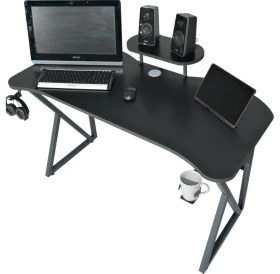 Resim Özel Tasarım Oyuncu Masası 135 cm Bardaklık ve Kulaklık Tutucu Hediye 