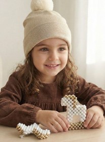 Resim Gold Varak Baskili Krem Ponpon Cift Katli LikrlI Penye Bere - 1-2 Yaş 
