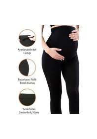 Resim Bonbonetti Chocolate Baby & Kids Bir Beden Küçük Gösteren Toparlayıcı Solmayan Siyah Fitilli Hamile Tayt 