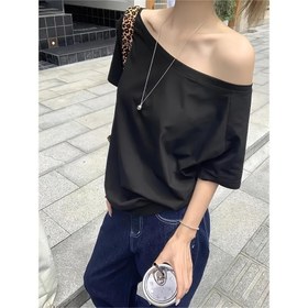 Resim Kadınlar İçin Omuz Açık Tişört - Şık Bol Kesim Bluz, Yumuşak ve Pürüzsüz Kumaşlı Günlük & Resmi Giyimler için Üst (Gündelik/Parti/Ofis) - İlkbahar/Yaz/Sonbahar Temel Parça 