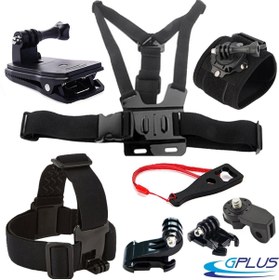 Resim Gplus St010 Gopro Hero 10 Eken H9r Sjcam Sj4000 Aksiyon Kamera Kafa Bandı Göğüs Kemeri 10 Parça Set 