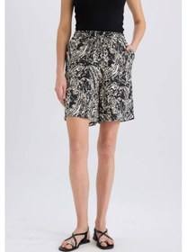 Resim Defacto Yüksek Bel Desenli Geniş Paça Viskon Şort L7411az25hsbk81 Siyah 