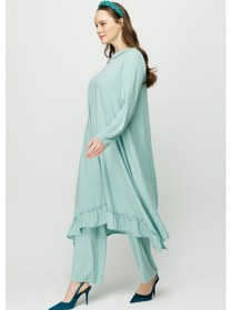 Resim Esswaap Eteği Büzgü Detaylı Tunik Pantolon Takım Mint-mint Mint Yeşili 