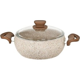 Resim Granit Pro 22 Cm Derin Granit Güveç Tencere Cappucıno Bakalit Saplı Cam Kapaklı Yapışmaz 