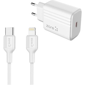 Resim imalatçısından Beyaz Play Serisi PL2 Type-C to Lightning 2in1 PD Seyahat Şarj Aleti 20W-Zore 