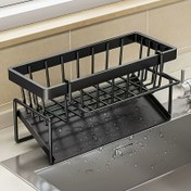 Resim 1pc Çok Fonksiyonlu Su Geçirmez Plastik Lavabo Organizer - Sponges, Fırçalar, Havlular için Alan Tasarrufu Depolama - Mutfak, Banyo, Outdoor Kutular, Dolaplar, Raflar için İdeal 