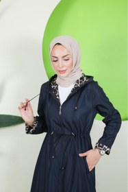 Resim Vibeys Moda İçi Leopar Desenli Ve Kendinden Astarlı Kadın Trençkot 