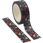 Resim Bahar Temalı Yıldız Bant Rulosu, Uzunluk 393.7 İnç, Genişlik 15mm - Siyah Çiçek ve Yaprak Tasarımı Yıldız Bant Rulosu, Scrapbooking, DIY El Sanatları, Kırtasiye ve Hediye Paketleme için, Kırtasiye Sarma | Dekoratif Bant | Kağıt Yapıştırıcı Bant, Scrapbook Aksesuarları 