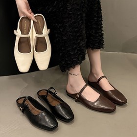 Resim Kadınların Şık Kapalı Burunlu Mule'ları - Yaz Bahar Rahat Ayakkabılar, Fransız-Koreli Stil, Yumuşak Kauçuk Taban, Sentetik Sahte Üst, Ayarlanabilir Toka Kayışı, Tüm Mevsimler İçin Çok Yönlü, Çok Yönlü Ayakkabılar | Fransız-Koreli Stil Ayakkabılar | Kauçuk Tabanlı Ayakkabılar 