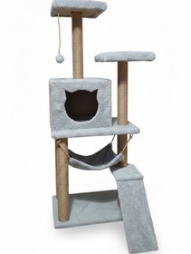Resim Missidea S9 Kedi Tırmalama Kulesi Platformlu 124 cm Gri 