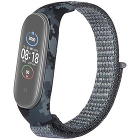 Resim Gpack Xiaomi Mi Band 3 4 Kumaş Cırtcırt Kamuflaj Desenli Siyah Kordon 