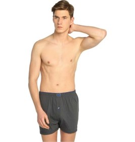 Resim 6'Lı Tutku Düz Boxer /Külot Erkek %100 Pamuk Düğmeli Füme 
