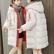 Resim 2025 Kış Orta Boy Kadınlar İçin Yeni Bol Kalın Renk Bloklu Mont 